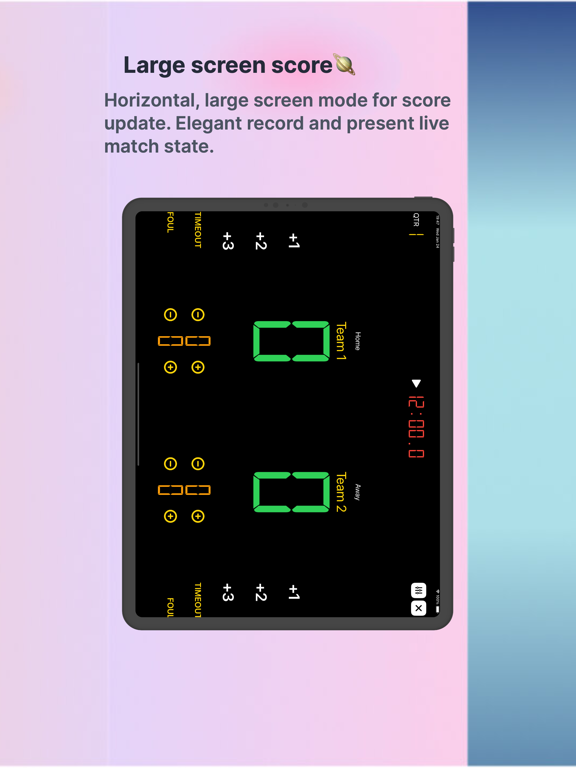 Scoreboard:Virtual scoreboard iPad screenshot 2 - Sports app