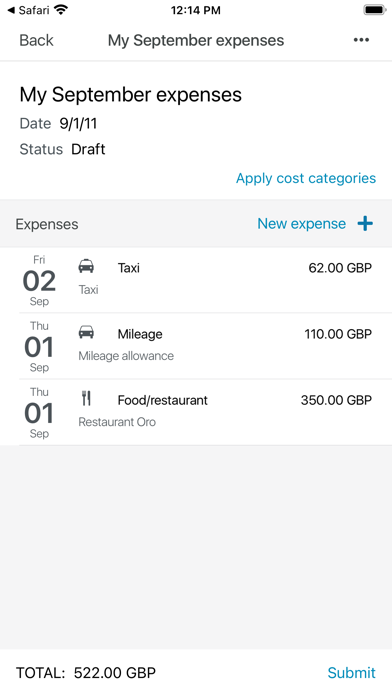 Unit4 Expenses for ERPx Screenshot