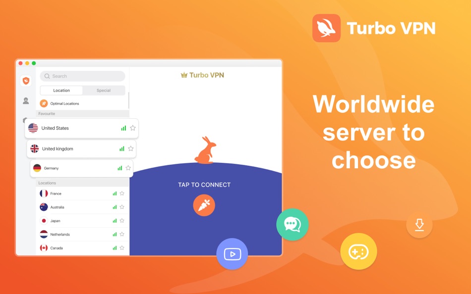 #1. Turbo VPN: Unlimited VPN Proxy (macOS) 由: INNOVATIVE CONNECTING PTE.LIMITED