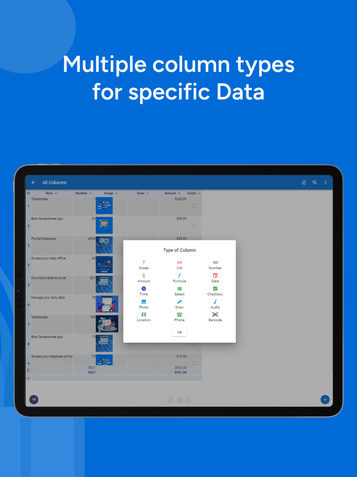 Table Notes - Mobile Excel