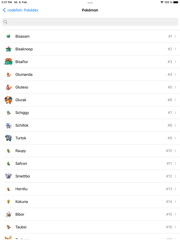 codefish Pokédex