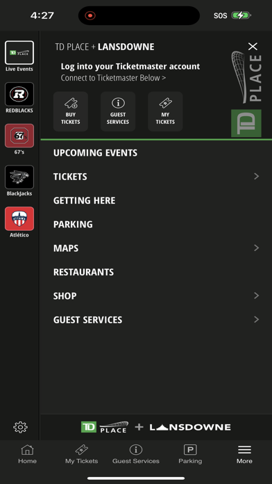 TD Place + Lansdowne App Screenshot