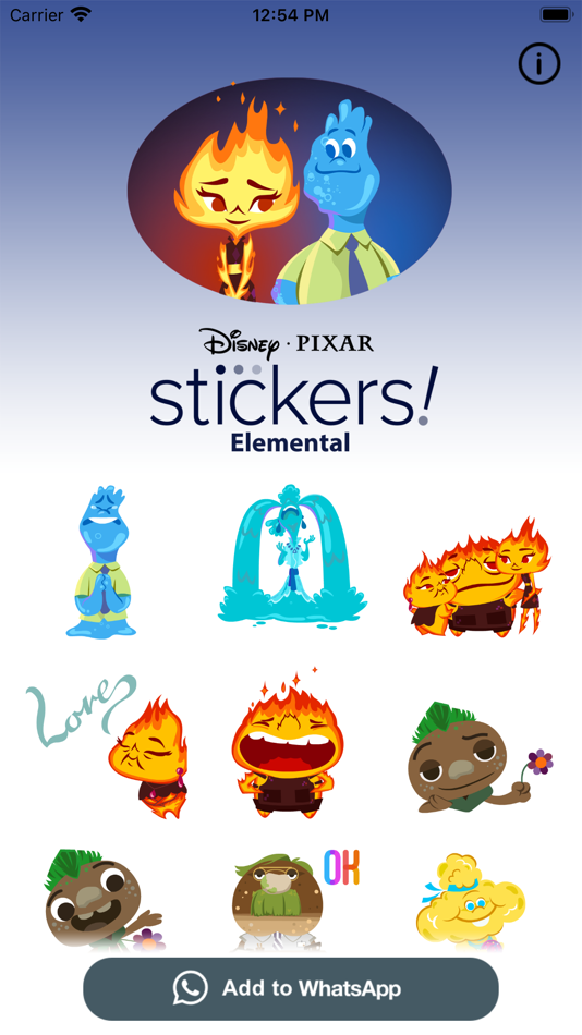 #1. Pixar Stickers: Elemental (iOS) By: Disney