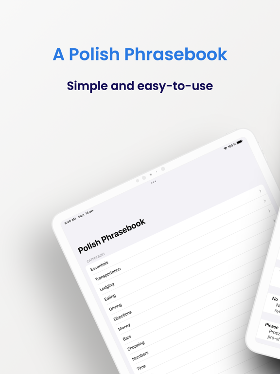 Polish Phrasebook iPad screenshot 1 - Travel app