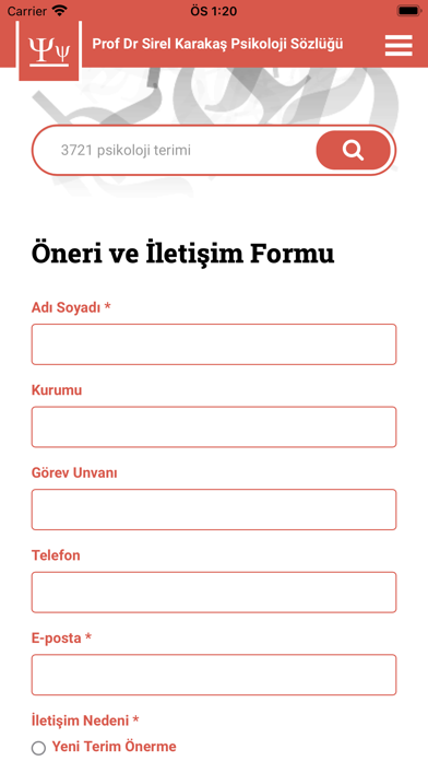 Psikoloji Sözlüğü Screenshot