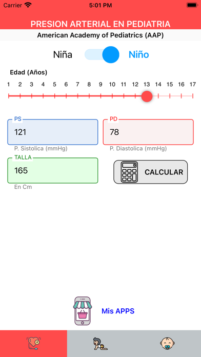 Presión Arterial Pediátrica Screenshot