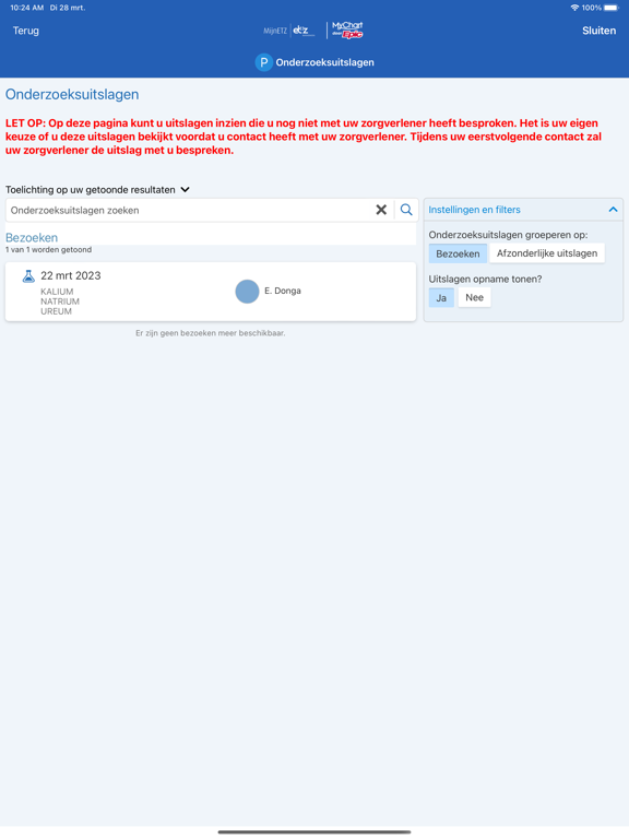 MijnETZ iPad screenshot 4 - Medical app