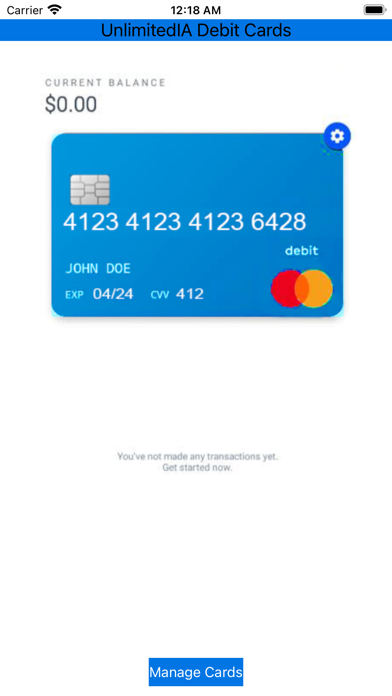UnlimitedIA Debit Cards Screenshot