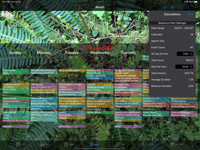 Perspectiva Calendars Charts