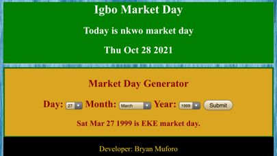 Igbo Market Calendar Screenshot