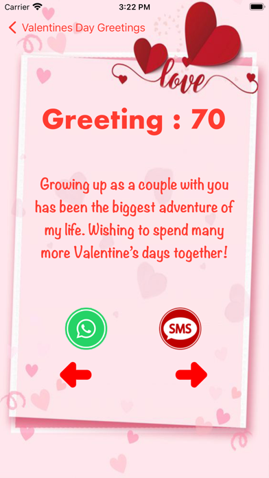 Valentine Day Greetings SMS Screenshot
