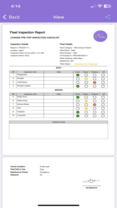 Fleet Inspection & Maintenance Screenshot