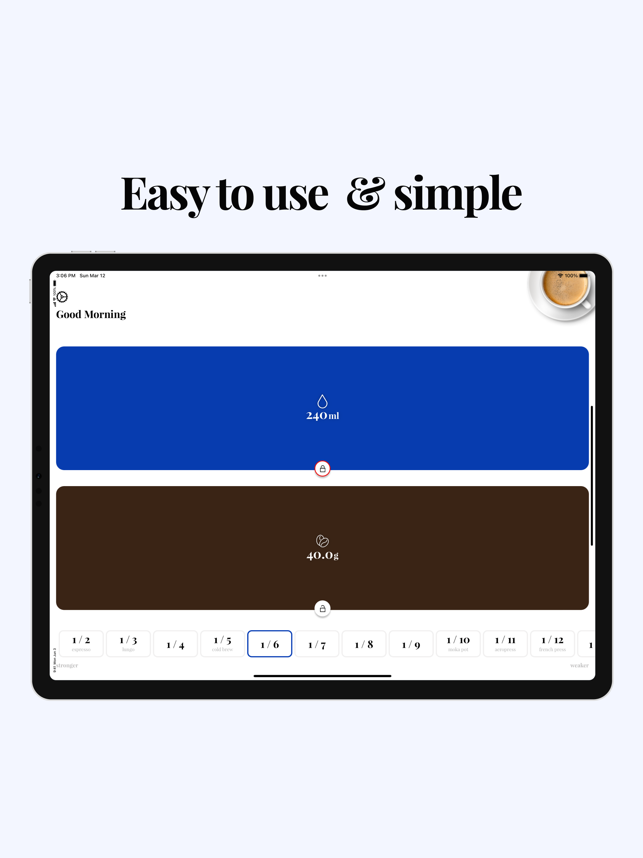 ‎Coffee Brew Ratio Calculator Screenshot