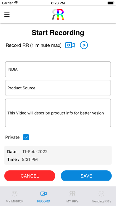 RecordReceipt Screenshot