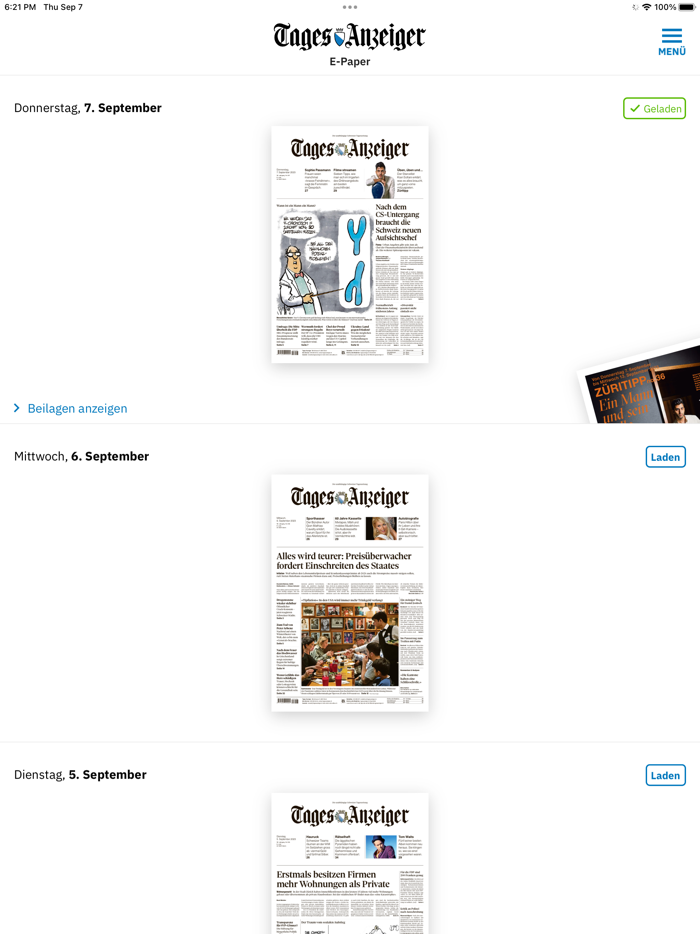 Tages-Anzeiger E-Paper