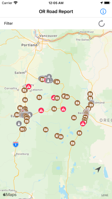 Oregon Road Report Screenshot
