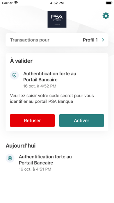 Screenshot #1 pour PSA Banque France SecurePlus