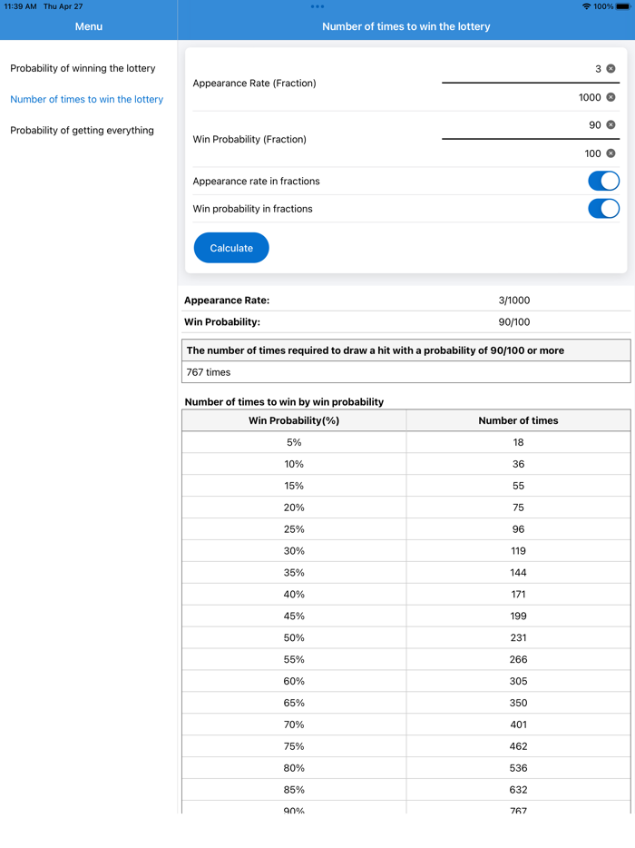 Lottery Probability Calculator