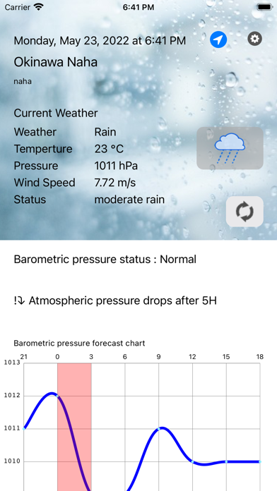 Barometric pressure forecast Screenshot