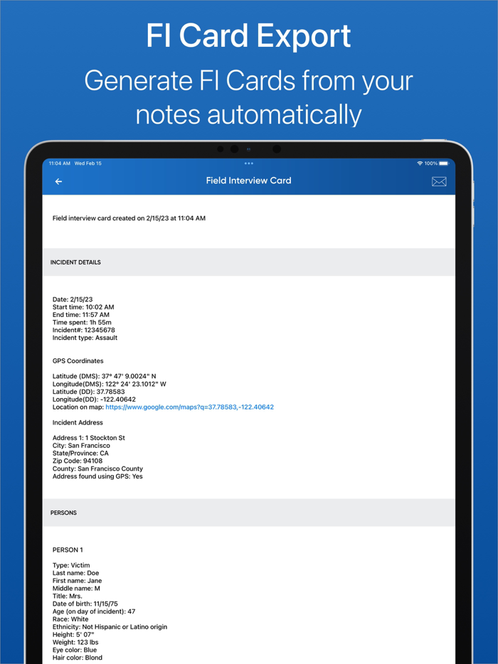 Field Interview Cards for LEOs