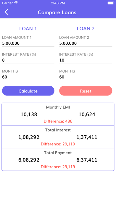 EMI Calculator - Loan Calc Screenshot