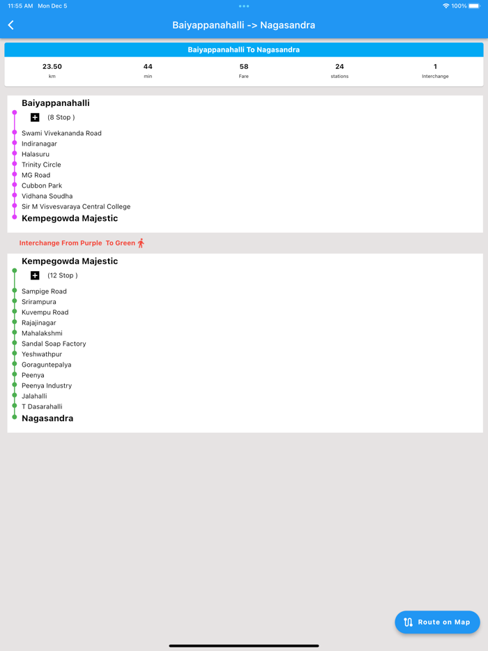 Bangalore Metro Timetable