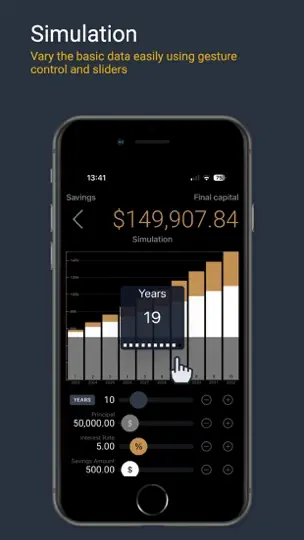 Capture d'écran de Financial Calculator MarkMoney sur iPhone 7