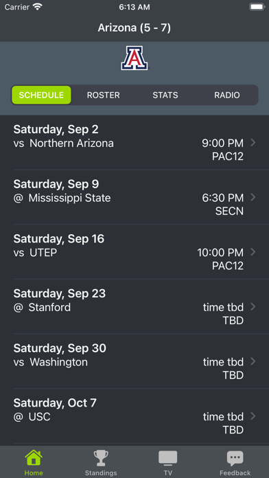 Screenshot #1 pour Arizona Football Schedules