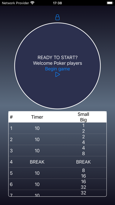 Poker Blinds Tracker and Timer Screenshot