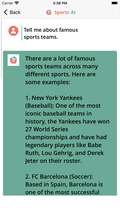 Sports AI - Ask Anything Screenshot