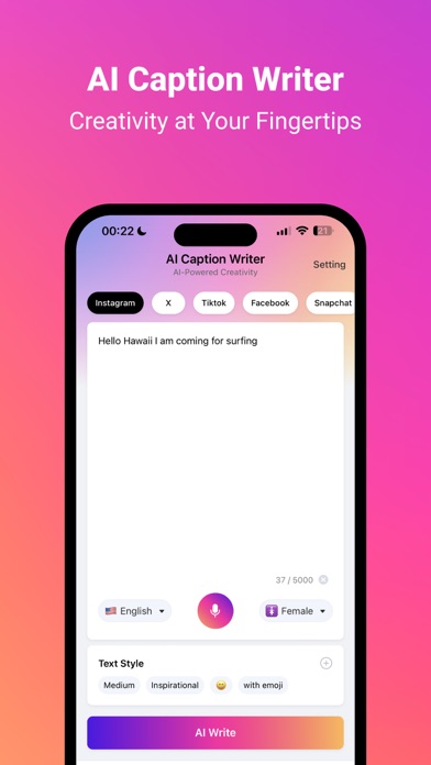 Caption Writer AI Screenshot