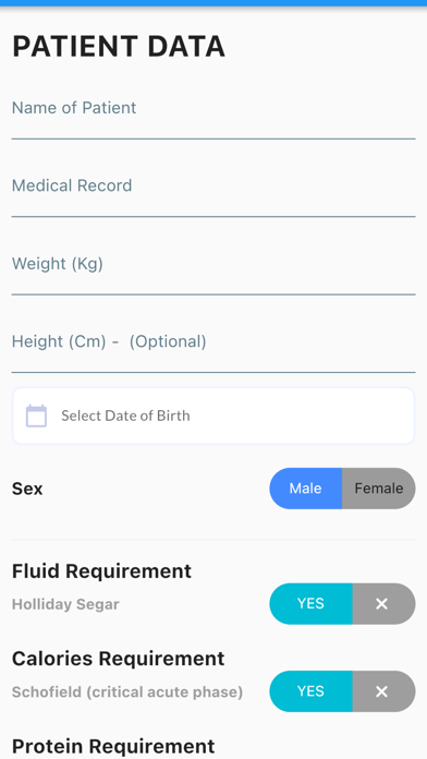 Parenteral Nutrition Calc Screenshot