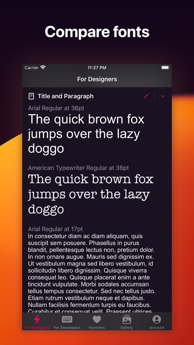 TypePick - Compare Fonts iPhone screenshot 2 - Graphics & Design app