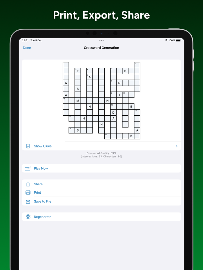 CrossCraft Crossword Tests