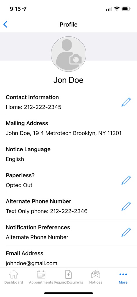 NYC ACCESS HRA - Users can easily manage their personal details, including contact information, and customize their 'Notification Preferences' for essential updates within the app.