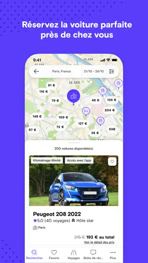 Capture d'écran de Turo — Location Réinventée sur iPhone 1
