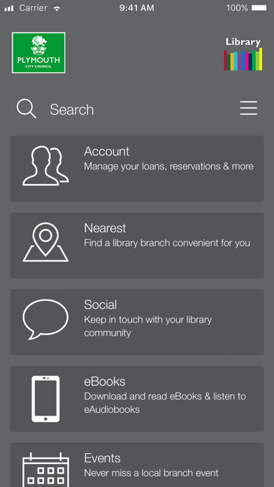 Plymouth Libraries App Screenshot
