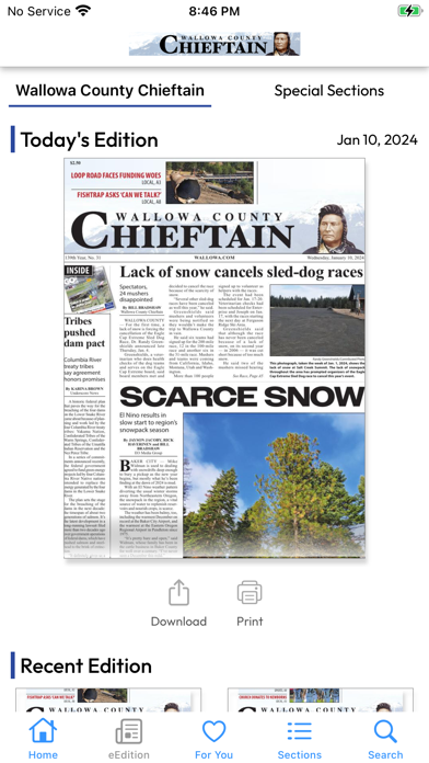 Wallowa County Chieftain: News Screenshot