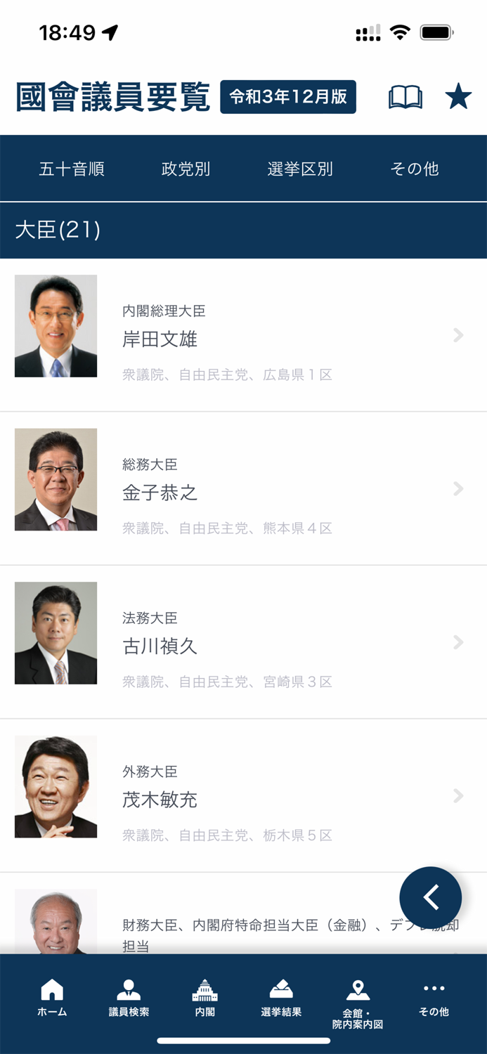 国会議員要覧 令和3年12月版
