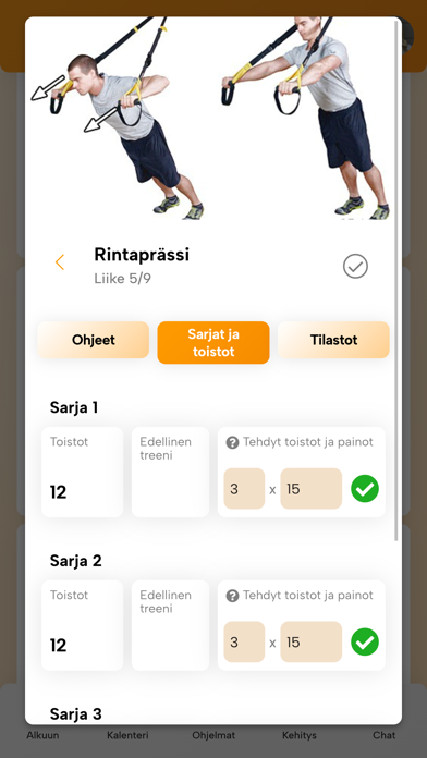 Fressi valmennussovellus Screenshot