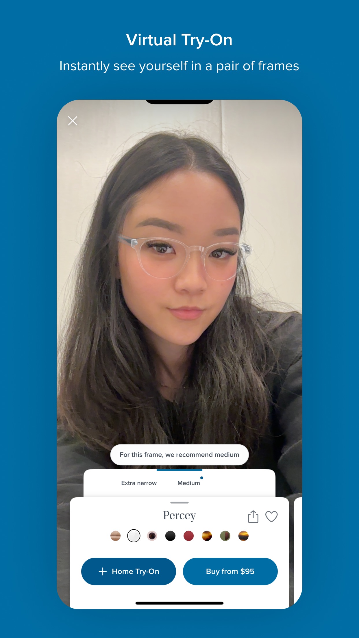 Screenshot do app Warby Parker