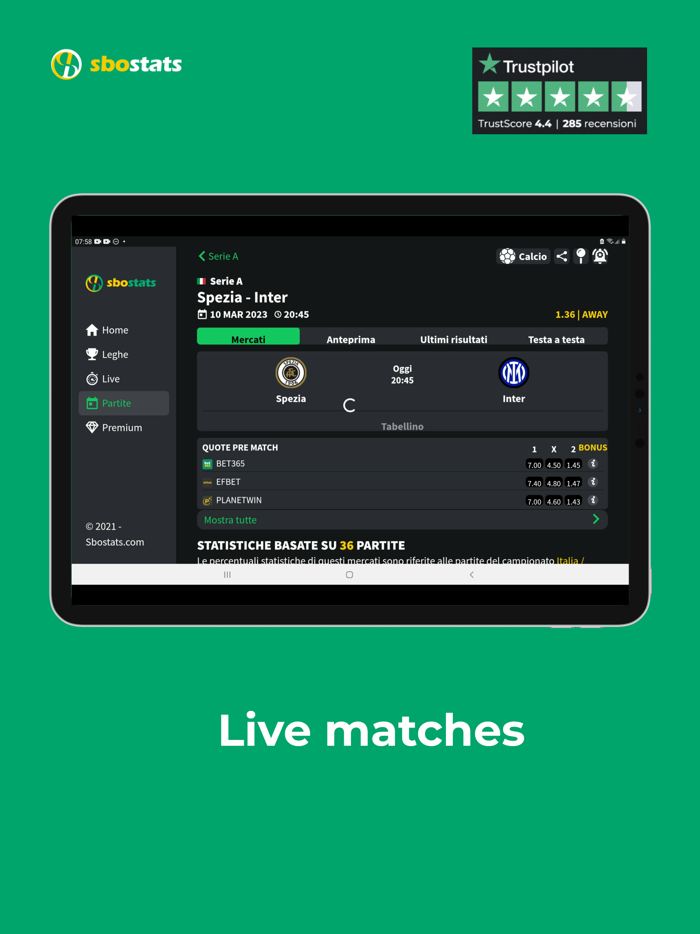 Sbostats live stats and odds
