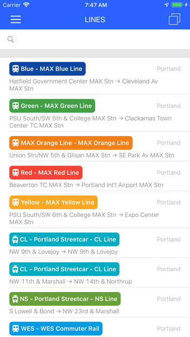 ezRide Portland TriMet Transit Screenshot