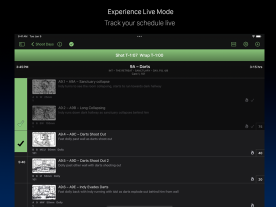 Shot Lister iPad app afbeelding 6