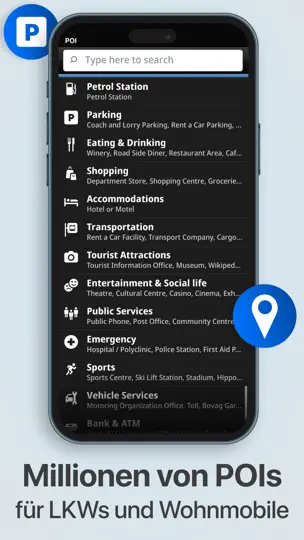 Screenshot von Sygic LKW Wohnmobil Navigation auf dem iPhone 8