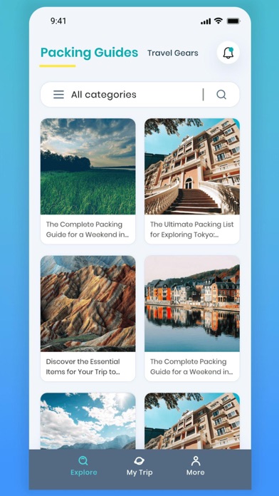TravelAll Packing List Screenshot