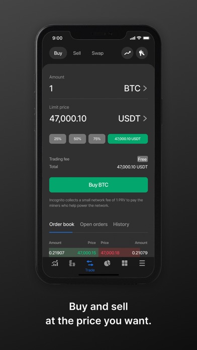 Incognito crypto wallet Screenshot