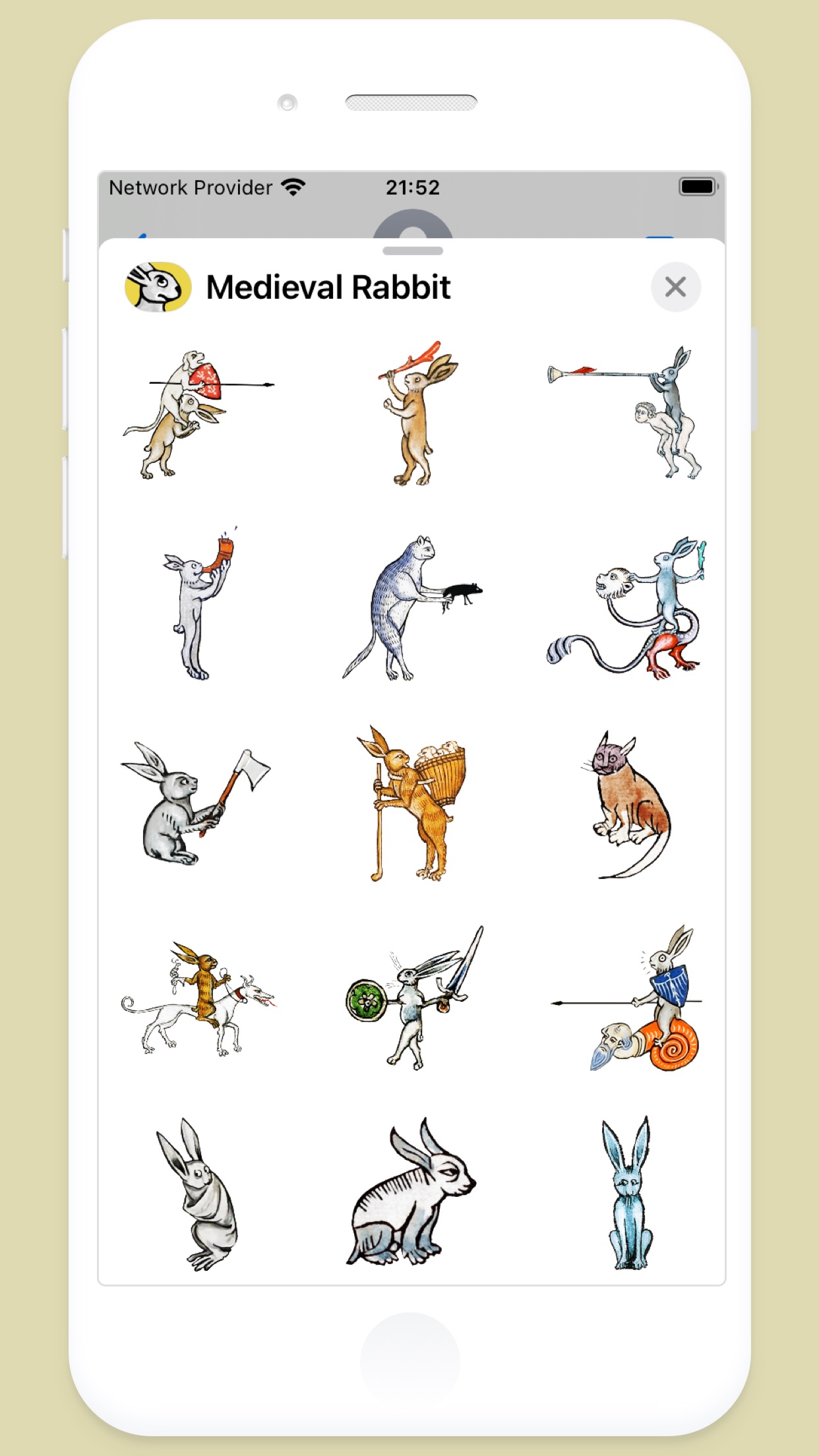 Screenshot do app Coelho Medieval: Stickers