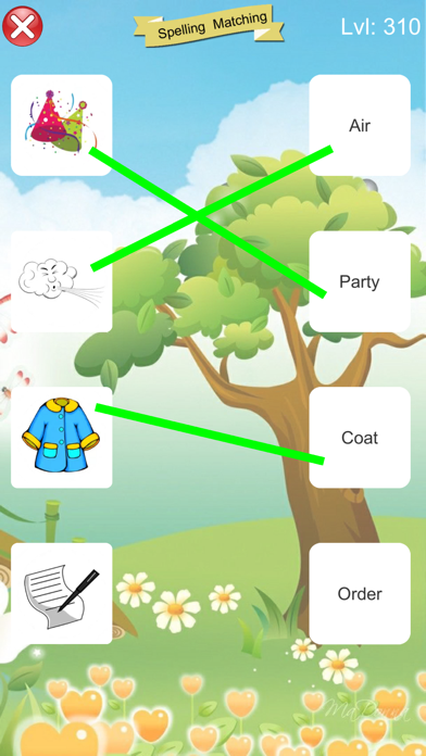 Spelling Matching Game Screenshot