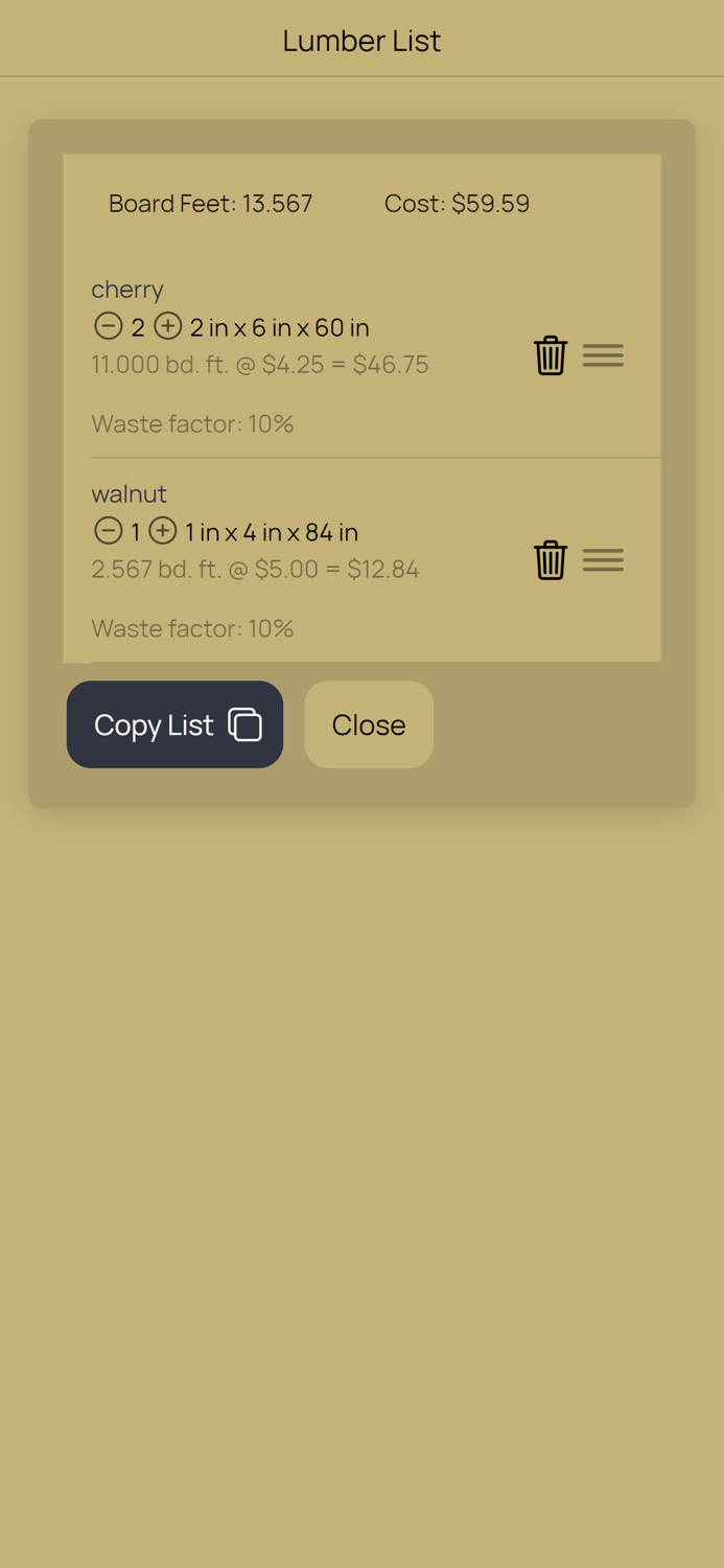 Lumber Board Foot Calculator